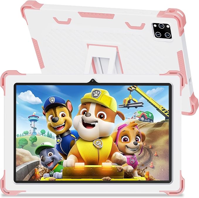 10 Inch Android 15 Kids Tablet, 10GB RAM 64GB ROM, 10000mAh Battery, Parental Control, Iwawa Educational Learning Apps, Tablet for Kids 3-7（Pink）