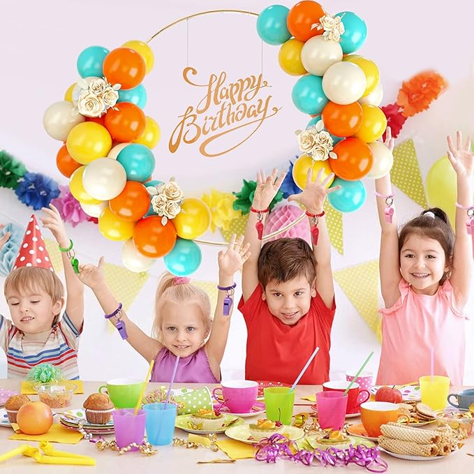 50PCS Latex Balloons - Blue, Yellow & Orange, Party Balloons for Girls & Boys Birthday, Baby Shower & Bridal Shower