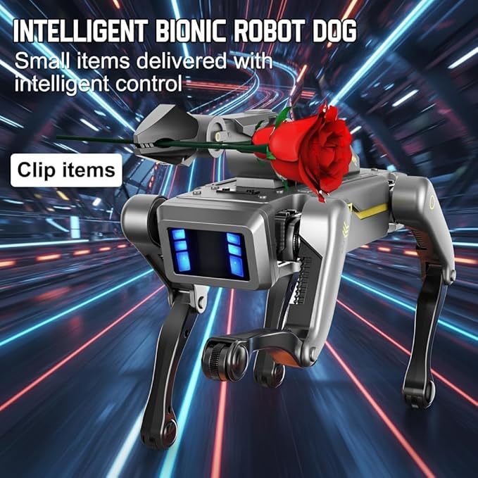 EVADA Smart Robot Dog Robotic Puppy Dog with Clamp Arm, 20+ Interactive Voice Commands Actions Programming AI for gripping STEM Pet, Durable Fast Rechargeable Companion for Kids Adults