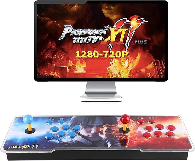 Pandora Treasure 3D Arcade Game Console - 30000 Games Installed, Search Game, Support 3D, Add More Games, 1280x720P, Favorite List, 4 Players Online, 2 Player Controls (Yellow)