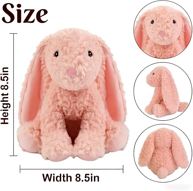 OROZCOR Bunny Stuffed Animal, Cute Fluffy Bunny Plush Toy 8.5in,Cute Bunny Rabbit Stuffed Animal with Fluffy Soft Ears Easter Gifts for Kids Baby Girls (Red Rabbit)