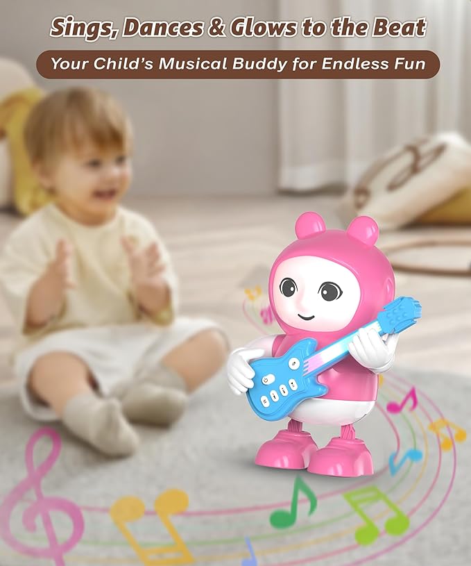 URROY Kids Karaoke Machine with Microphone – Mini Portable Bluetooth Speaker for Kids Ages 3-12, Cartoon Dancing Karaoke Toy with LED Lights Singing Gift for Girls & Boys Birthday