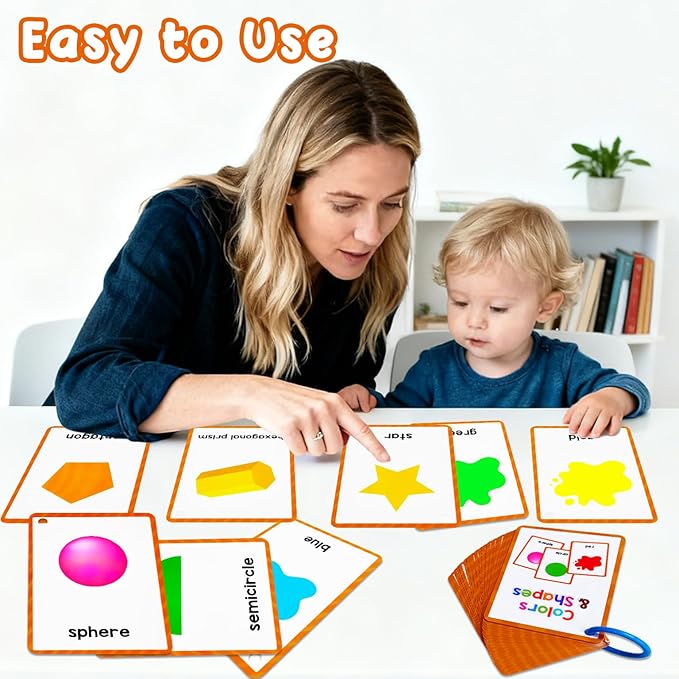 Learning Flashcards Colors & Shapes, 38 Shape Educational Cards, Social Learning Card for Kids