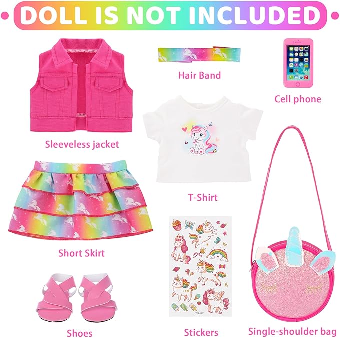 18 Inch American Doll Clothes and Accessories Casual Playset for Parent-Child Interaction Birthday Christmas Thanksgiving Day Gift Outdoor Accessories (Not Include Doll)