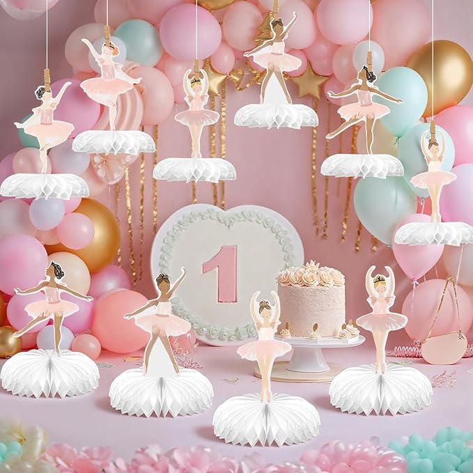12 Pcs Ballerina Tutu Honeycomb Centerpieces Ballet Party Decorations for Tables Theme Dancers for Ballet Wedding Baby Shower Birthday Party