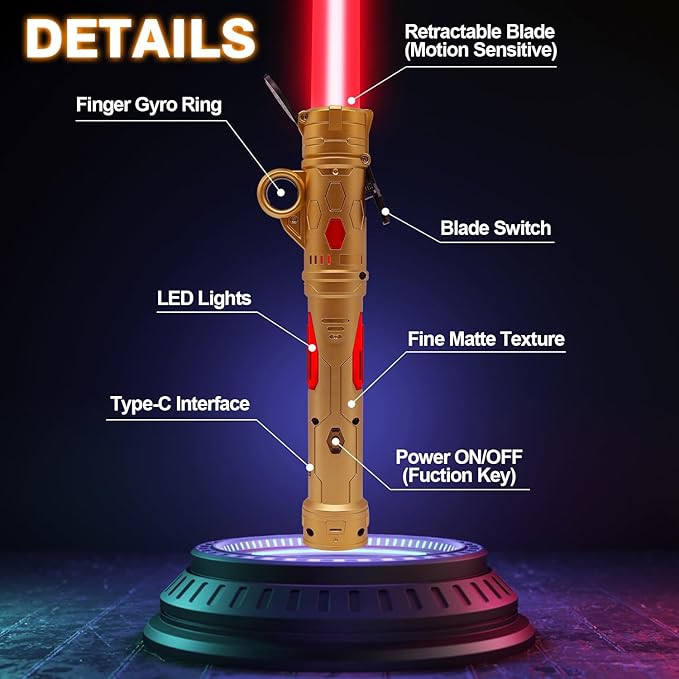 Light Sword Toy for Kids, LED Dual Light Sabers with FX Sound Rechargeable Light Sword Set for Galaxy War Fighter Warriors, Halloween Dress Up Party Kid Gift, Christmas Birthday Present (2 Pack)