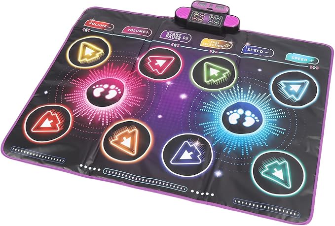 Drfeify Interactive Dance Mat for Kids, 2 Player Electronic Dance Pad with Music, 41.5 x 35 inches, Multiple Game Modes