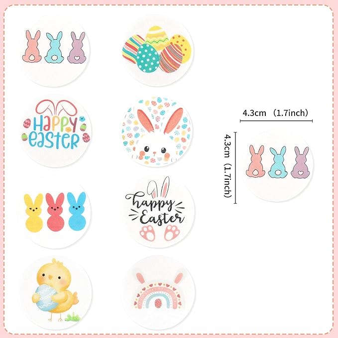 Ercadio 40pcs Edible Happy Easter Cupcake Topper Round Edible Easter Bunny Rabbit Ears Eggs Cupcake Picks For Easter Sunday Birthday Spring Baby Shower Party Cake Decorations Supplies
