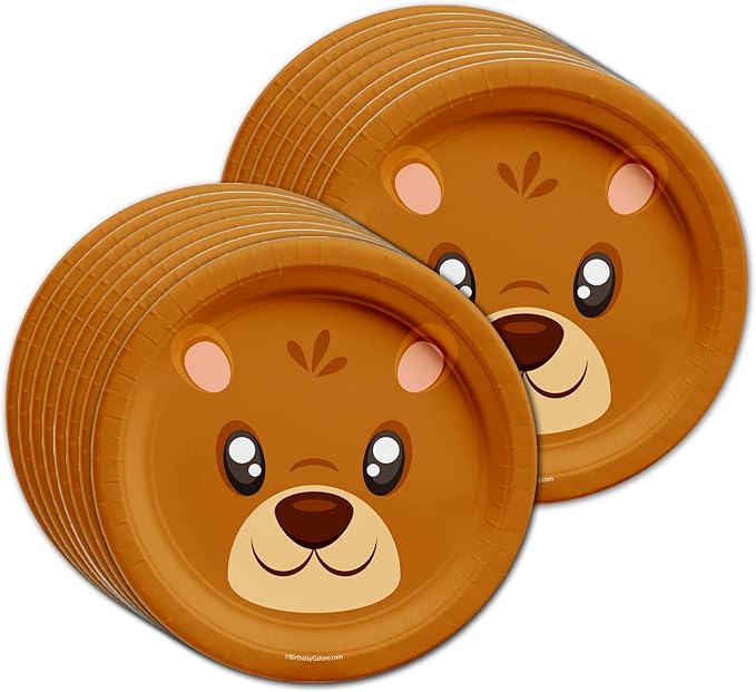 Bear Birthday Party Supplies Set Plates Napkins Cups Tableware Kit for 16