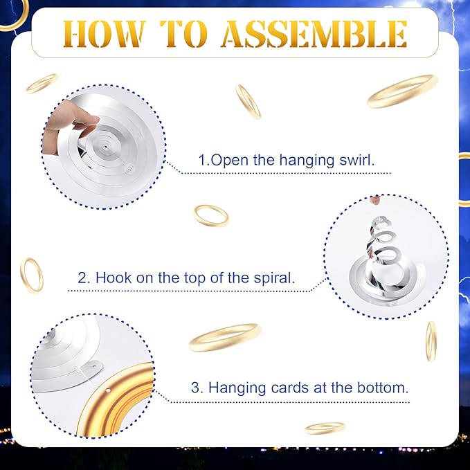 Faccito 30 Pcs Gold Ring Swirl Decorations Cartoon Characters Hanging Ornaments for Birthday Baby Shower Party Supplies Decor