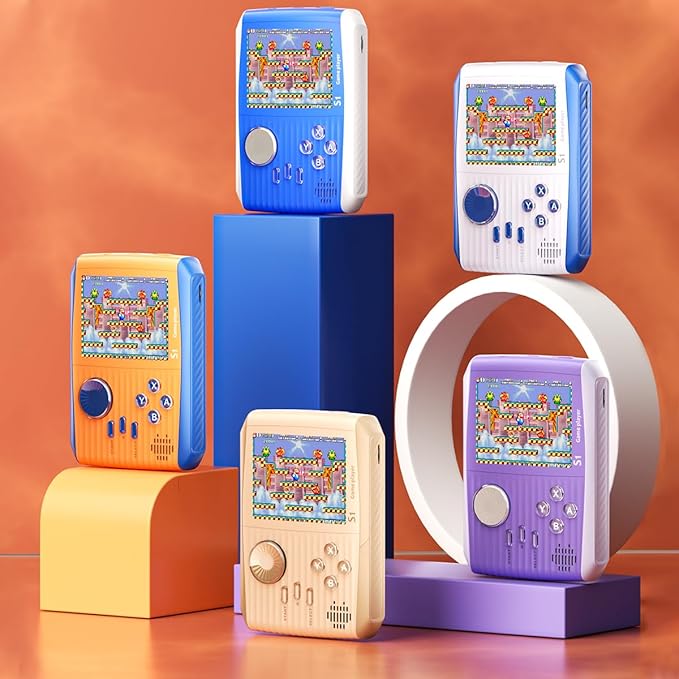 Portable Handheld Games Retro Mini Video Games，Handheld Game Console with 666 Classical FC Game 3.0" Color Screen，Birthday for Boys Girls and Adults (S1-Orange)