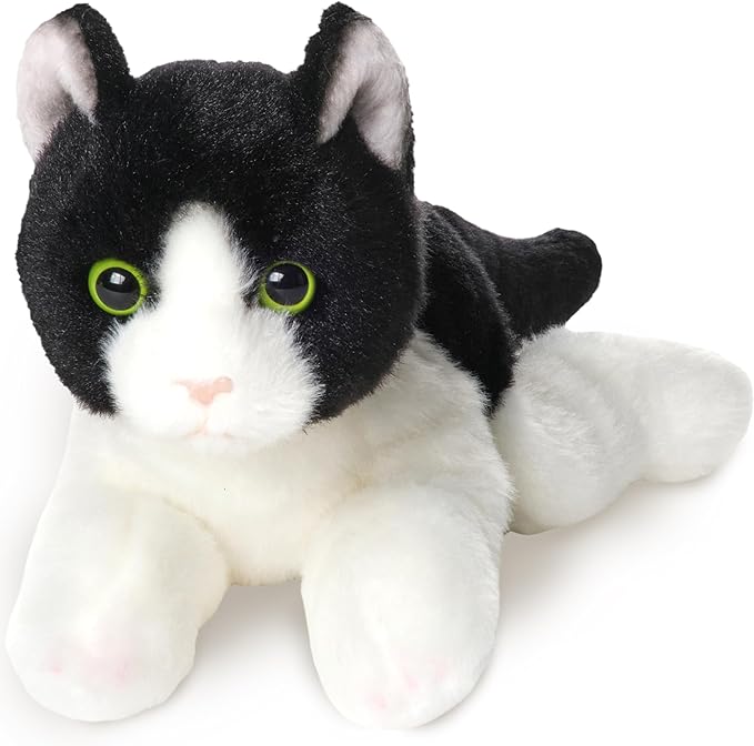 Bearington Lil’ Domino Tuxedo Cat Plush - 8" Realistic Black and White Stuffed Animal with Soft Fur and Lifelike Details - Adorable Kitty Stuffy Gift for Kids, Toddlers, and Kitten Lovers