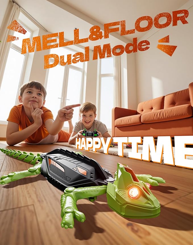 Lizard Toy,2025 New Lizard - Play Pack,Floor & Wall Driving Dual Mode,Wall Crawling Gecko Remote Control Electric LizardToy with LED Glowing Eyes,Wall Climbing RC Gecko Toy for Kids (A1)