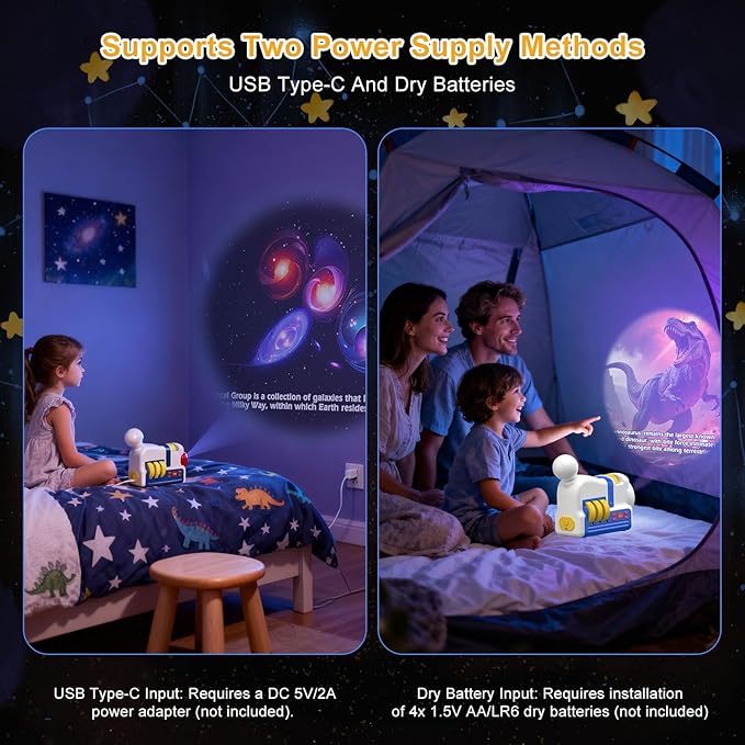 Kids Story Projector with 4 Science Cartridges, Bedtime Stories, Lullabies & Night Light, Storybook Player Machine, Educational Storytime Projector, Early Learning Toys Gift for Toddler Ages 3+