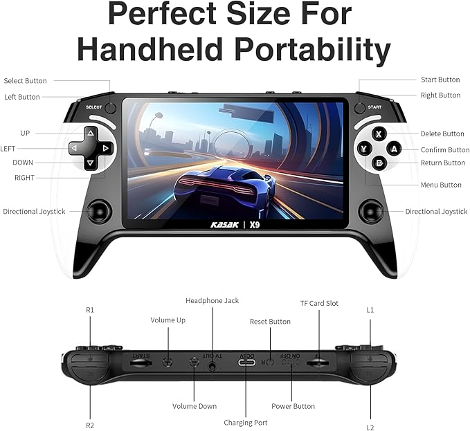 Retro Handheld Game Console of Boy Portable Hand Held Video Games X9 Preloaded Wireless Juegos para Niños Stick TV Pixel Gaming for Kids Sf3000 Plug 'n' Play Drive Systems De Juegos Portátil