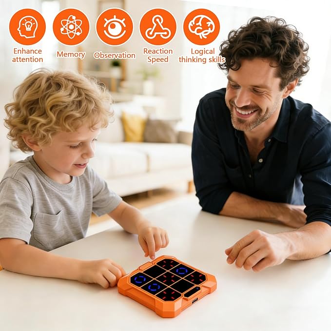 Tic Tac Toe，Four in One Handheld Puzzle Game Machine Exercise Memory, Portable Pocket Game, Suitable for Christmas and Birthday Gifts for Children Aged 6 and Above (Blue)