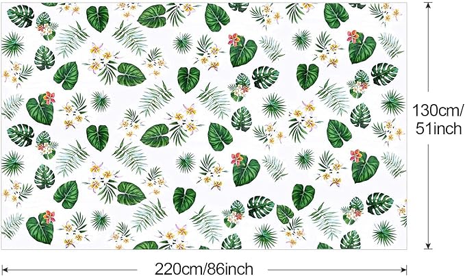 2 Pack Hawaiian Luau Tablecloths for Party Decoration, Hawaii Disposable Plastic Rectangular Table Covers, Aloha Tropical Palm Leaves Table Cloth, Summer Beach Kids Birthday Cocktail Party Supplies