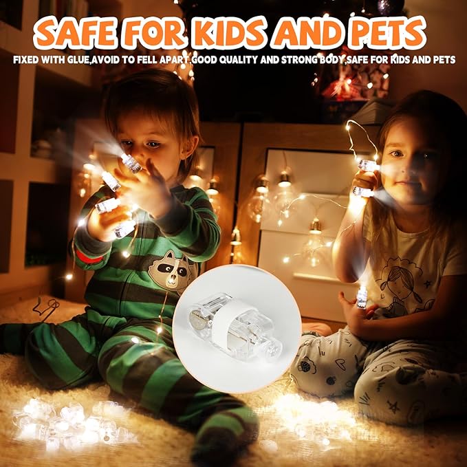 Finger Lights, 200Pcs White Finger Flashlights Bulk for Kids, Light Up Party Favor, Led Finger Light Ring for Valentine's Day Easter Egg Hunt Classroom Prizes, Parties Halloween Christmas Gifts