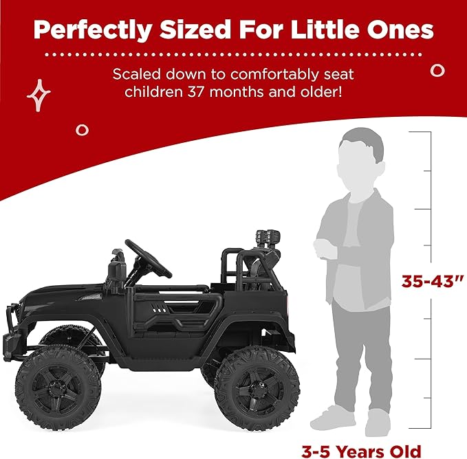 Best Choice Products 12V Kids Electric Vehicle Toy Ride On Car with Parent Remote Control for Toddlers, Seat Harness, 61 lbs Weight Capacity, Locking Doors, Spring Suspension, Bluetooth - Black