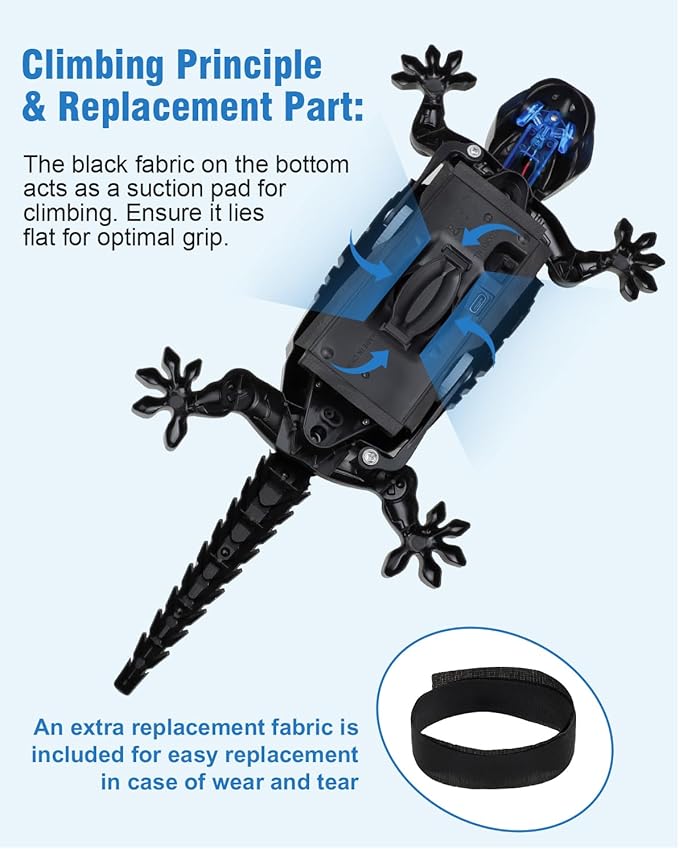 Wall Climbing Gecko Toy for Kids, Dual Mode Floor & Wall Driving, Rechargeable Remote Control Robot, Climbs up Toys & Games, Halloween Christmas Birthday Gifts for Boys Girls Ages 4 & Up