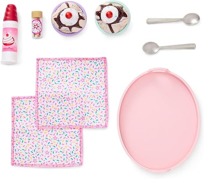 American Girl Truly Me, 18-inch Doll Playset and Accessories, Sundaes for Two Set, with Metal Spoons, Ages 6+