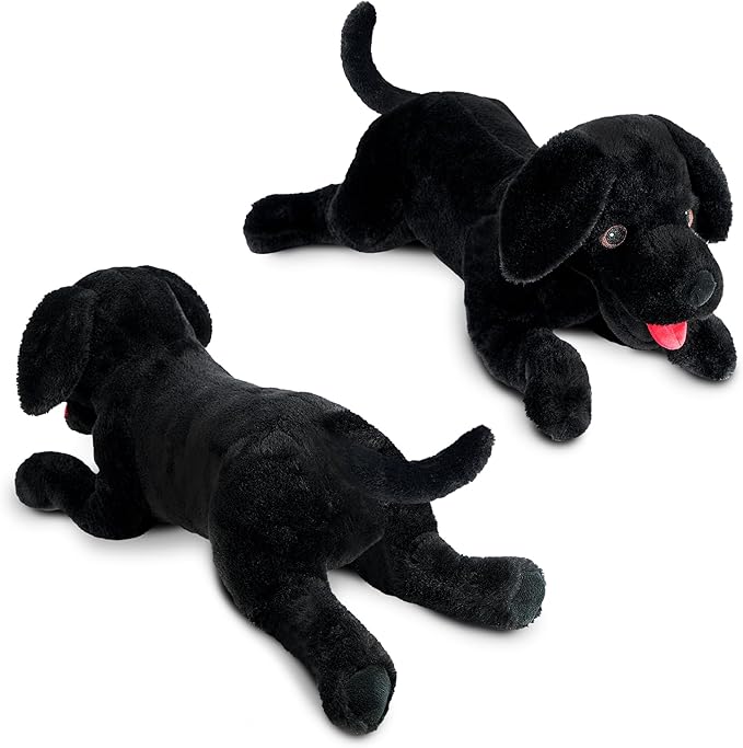 LotFancy Dog Stuffed Animal, 21 inch Black Lab Plush Dog, Realistic Stuffed Puppy Plush Toy for Kids