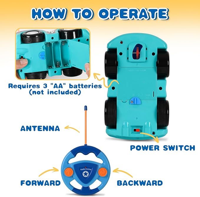 Haktoys Remote Control Cars for Toddlers, 2 Pack Police & Race Car Toy Set with Different Frequency for 2 Player Racing, Toddler Remote Control Car Toys for Boys and Girls