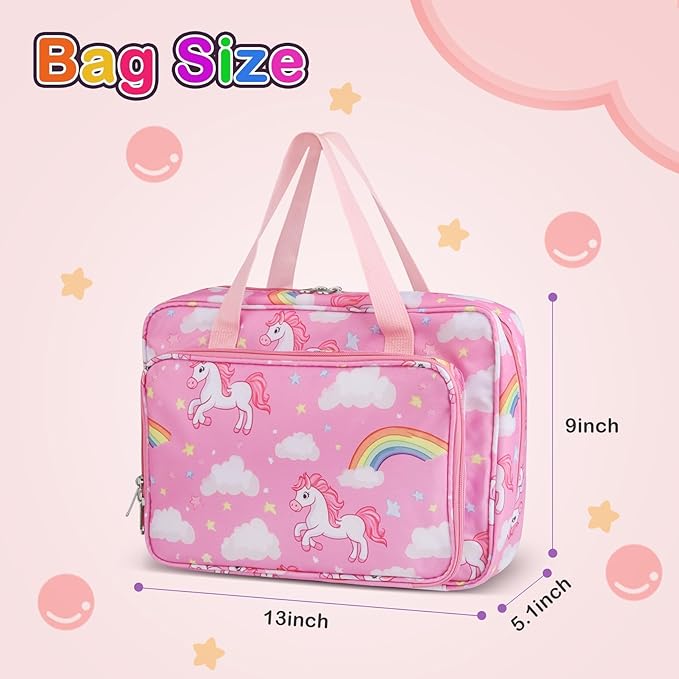 Doll Carrying Case Accessory Organizer Storage, Case to Hold Dolls and Clothes, Much Pocket for Doll’s Clothes, Accessories, Fits 6 Dolls & Accessories, Secure Straps Protect Dolls - Pink