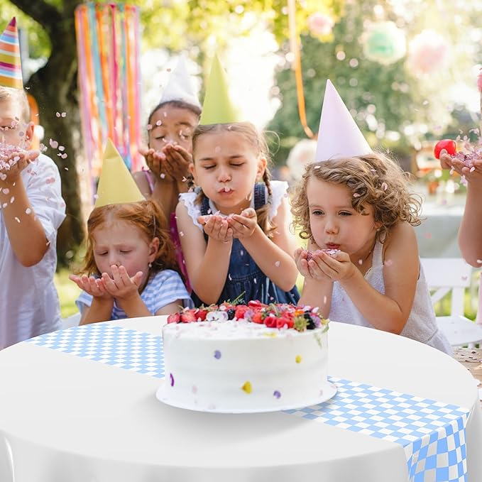 Oudain 3 Pcs Cars Birthday Party Supplies Racing Party Decorations Round Racing Tablecloth Checkered Flag Table Covers Road Plastic Table Cloth, 1950s Disco Dancing Tablecloth (White Color)