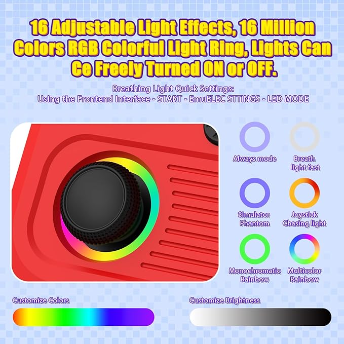 R36T Retro Gaming Console, 3.5'' IPS Screen CRT-Inspired, Handheld Game Console with 18000+ Classic Games Supports WiFi Networked Fighting and OTG, 3500mAh Battery, with Portable Case(Red 64GB)