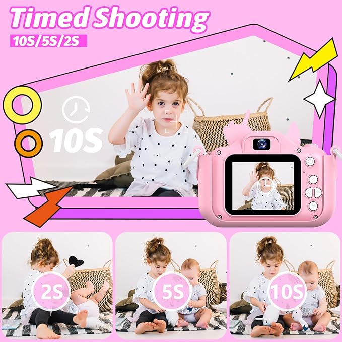 Kids Camera Toys,Children Digital Video Camera Gift for Girls Boys 3-12 Age Kids,Chritmas Birthday Festival Present for 3 4 5 6 7 8 9 10 11 12 Year Old Toddler Child (Pink)
