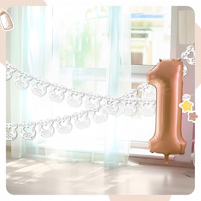 2 Pack Cielito Lindo Papel Picado Baby Shower Banner Decoration, Mexican 24 Pcs Bodysuit Card with Hanging String Fiesta Garland for Gender Baby Shower Party Supplies(Classic Color)