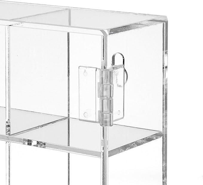 Ikee Design Premium Acrylic Collection 25 Compartments Display Case with Magnets Door, Wall-Mounted Storage Organizer Rack for Small Pop Figure, Doll and Gemstones, Compartment: 2 W x 1.8D x 2H in