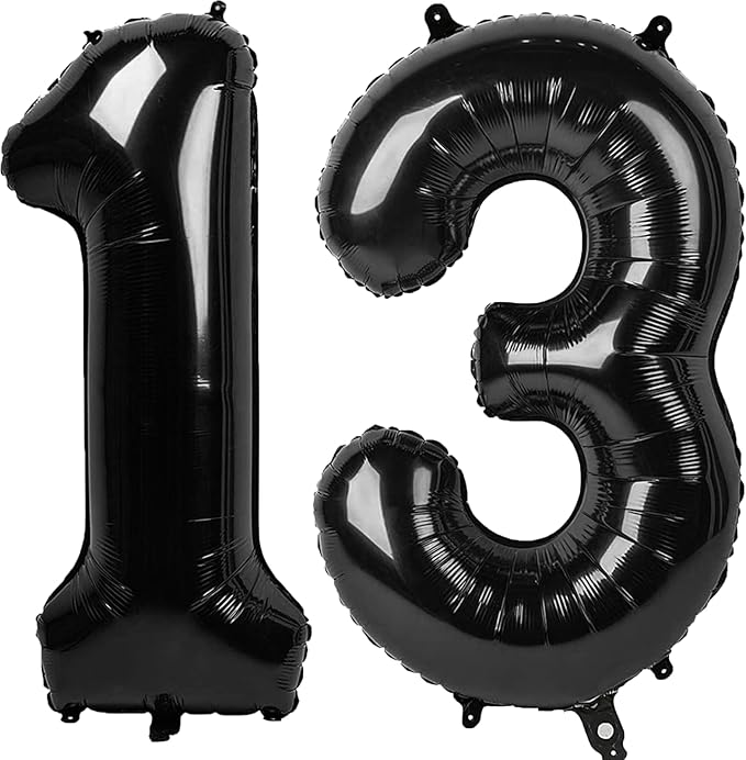 40 Inch Black Number 13 Digital Balloon,Jumbo Mylar Foil Helium Balloon for 13 Balloons for Birthday Party,Wedding Anniversary Party Decorations
