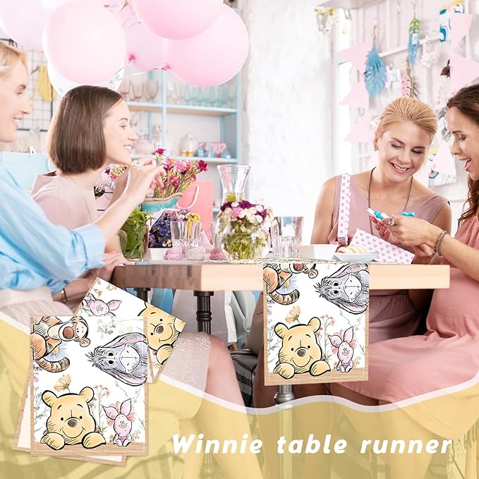 Winnie Baby Shower Decorations, The Pooh Birthday Party Decor, Winnie Tablecloth,Tablecloth Oh Baby Gender Reveal Birthday Party Supplies for Kids Boys Girls, Neutral Gender Reveal Decor