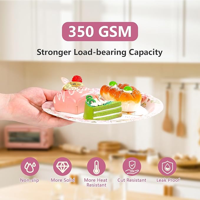 96 Pcs Baby in Bloom Baby Shower Decorations Disposable Its a Girl Paper Plates and Napkins Spring Pink Floral Tableware Set for Girls Baby Birthday Party Gender Reveal Supplies Serve 24