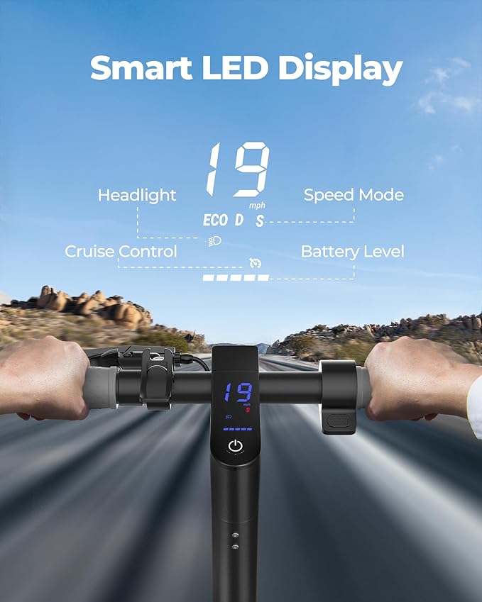 VOLPAM Electric Scooter, 350W/500W Powerful Motor, 8.5"/10" Solid Tires, 19/21Mph, 28/23/21/16 Miles Max Range, Dual Braking