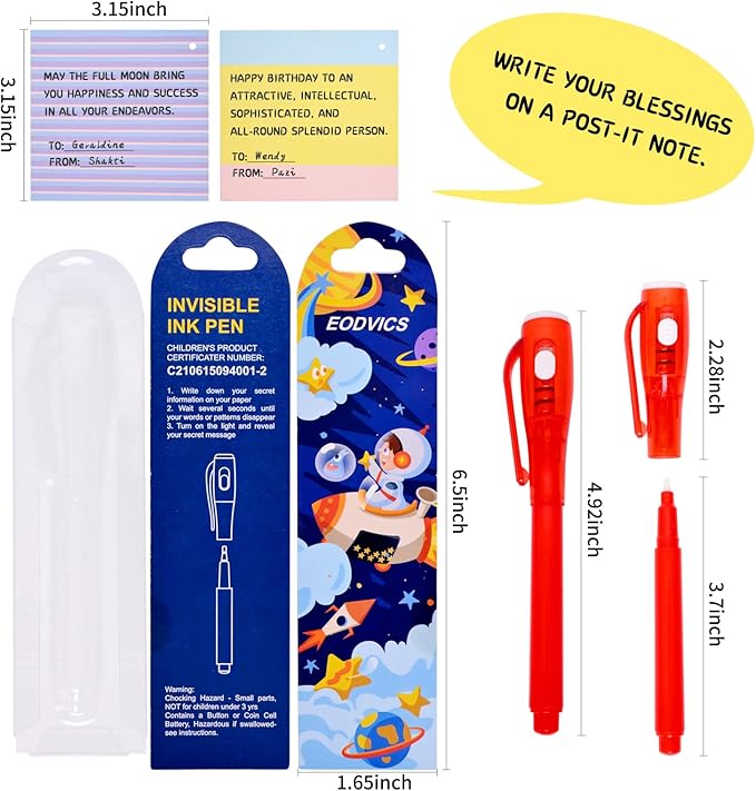 24 Pack Upgraded Invisible Ink Spy Pen with Gift Cards UV Light Magic Marker for Secret Messages Birthday Party Favors Goodie Bags Stocking Stuffers Valentine's Day Gifts for Kids Ages 3+