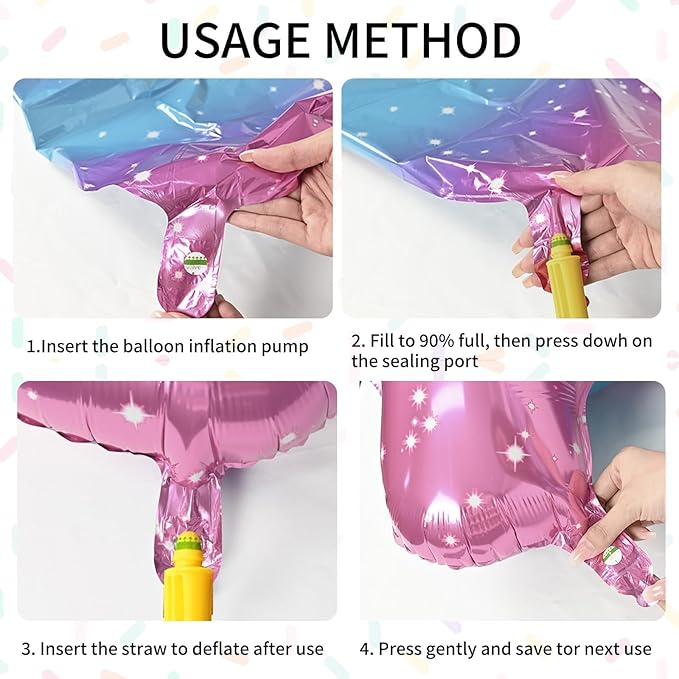 Sowide Butterfly Balloons 9th Birthday Decorations, Pink & Blue, 7pcs Including Giant Number 9, Butterfly, Flower & Star Balloons, Perfect for Girls' 9th Birthday Parties