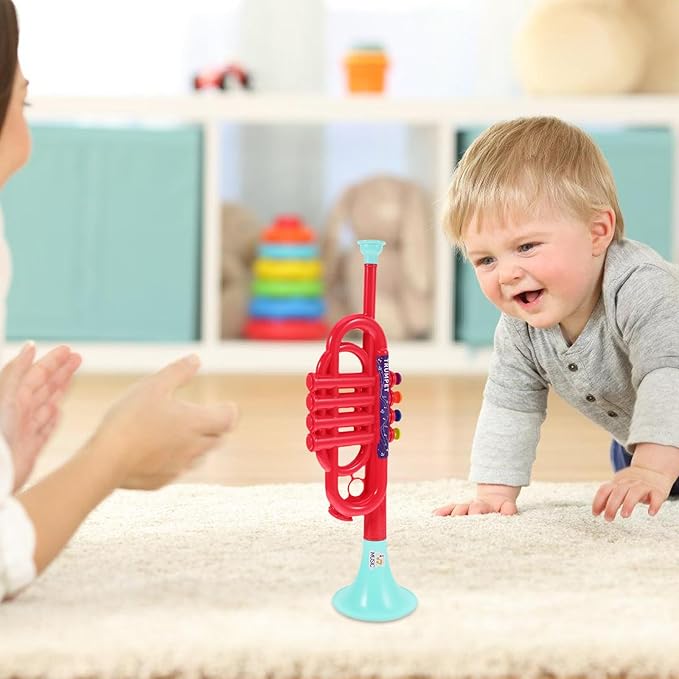 Kids Musical Learning Toy - Creative Instrument Toy for Early Education, Red Abs Trumpet, 13.77x4.33x3.54 Inches, Ideal for Teachers and Classrooms, Random Color