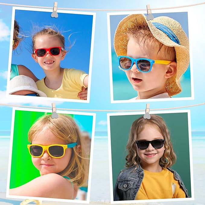 64 Pack Kids Sunglasses Party Favors, Kid's Neon Sunglasses Bulk, Childrens Sunglasses Boys Girls Eyewear Pack for Goody Bag Fillers Summer Beach Pool Birthday Party Supplies