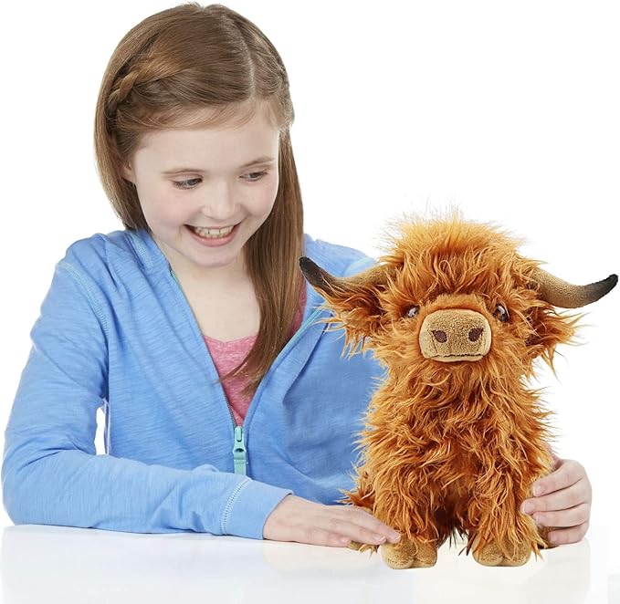 Highland Cow Stuffed Animal,10.5 inches Realistic Cow Plush Toy,Animal Cattle Plush Farm Toy,Farm Plushie Christmas Birthday Present for Boys Girls Kids Grandchildren (Brown)