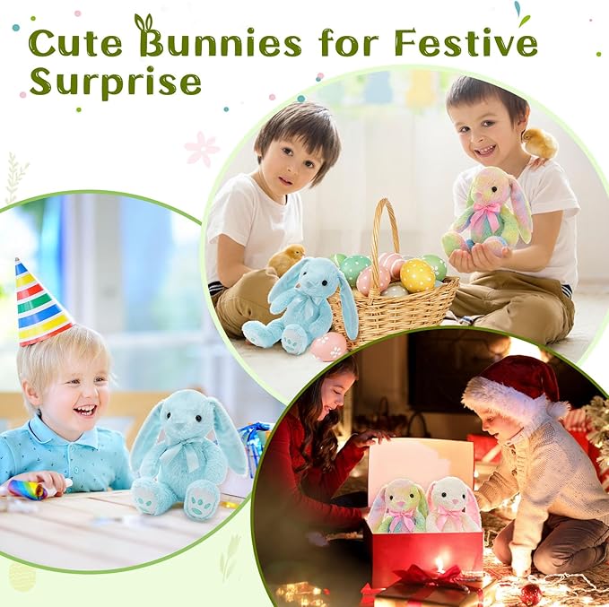 MaoGoLan 6 Pack Floppy Bunny Stuffed Animals 12 inch Easter Bunnies Bulk, Cute Plush Rabbit Toys Easter Gift Basket Stuffers for Kids Girls Party Favors Spring Decorations (Machine Washable)