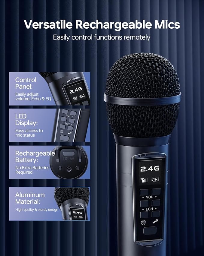 217 Bluetooth Karaoke Machine for Adult Kid with Storage and Charging Station, Powerful Karaoke System, 12H Playtime, Rechargeable Wirless Microphone, Support USB/AUX Indoor Outdoor