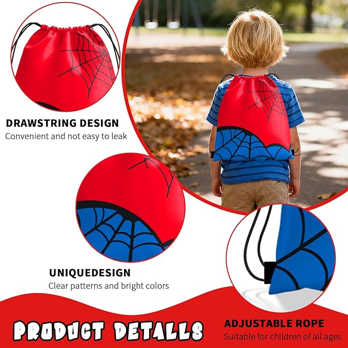 Spider Party Favors, Movie Hero Theme Birthday Party Supplies & Goodie Bags for Kids, Include Drawstring Bags Notebook Silicone Bracelet Highlighter for Gifts Fillers
