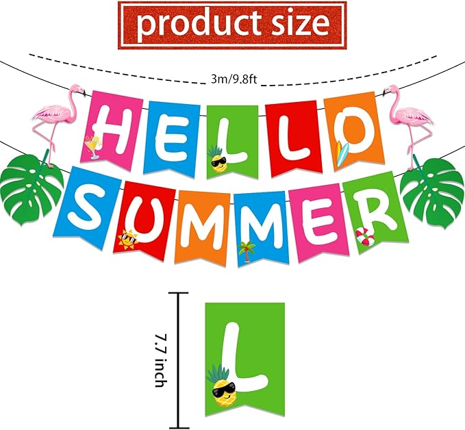Summer Party Decorations, Beach Party Decorations Include Hello Summer Banner and Summer Beach Hanging Swirls, Summer Holiday Birthday Party Supplies