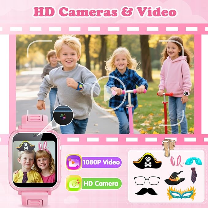 Smart Watch for Kids Girls Gift Age 3-12 with 39 Games Alarm Clock Camera Video Music Player Pedometer Flashlight 12/24 hr HD Touch Screen Kids Smart Watch Birthday Toys for Girls Ages 4 5 6 7 8 9 10
