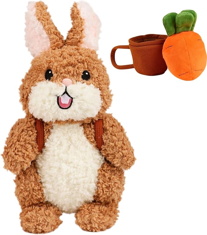 PuffPop-Rabbit Plush Toys, Cute Rabbit Plush Toys, Rabbits Carrying Radishes, Gifts for Children, Easter Rabbit Gifts (8-inch)