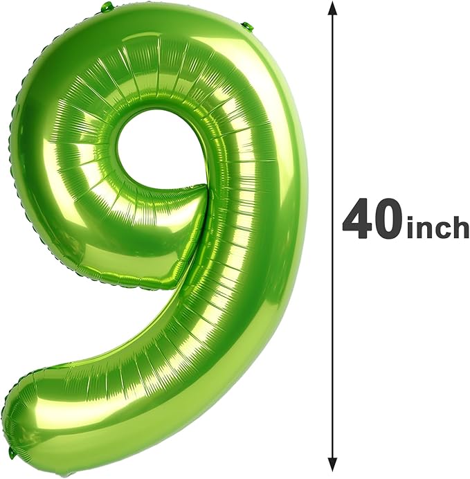 40 Inch Big Light Green 9 Balloon Number, Jumbo Giant Happy 9th 19 29 39 49 99 Birthday Party Decorations,Light Green Large Nine Mylar Foil Anniversary Birthday Party Engagement Decorations
