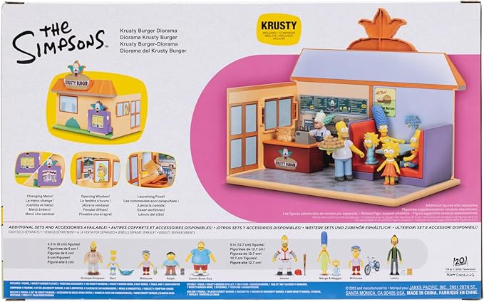 JAKKS Pacific The Simpsons Krusty Burger Diorama Playset, Includes One 2.5-Inch Scale Krusty the Clown Action Figure and Accessories